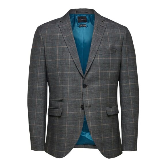 Logan Grey Brown Check Blazer Selected Homme