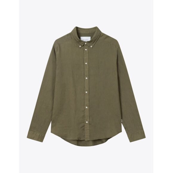 Les Deux Kristian Linen B.D. Shirt Olive night