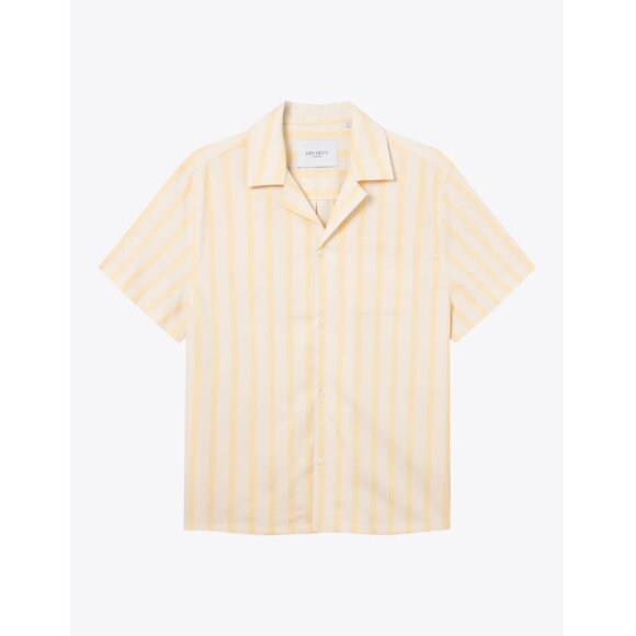 Les Deux Lawson Stripe SS Shirt  IVORY/LEMON SORBET