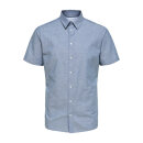 Selected Homme Slim New Linen Shirt SS Medium blue denim 