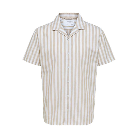 Selected Homme Slim New Linen Shirt SS Kelp/Stripes
