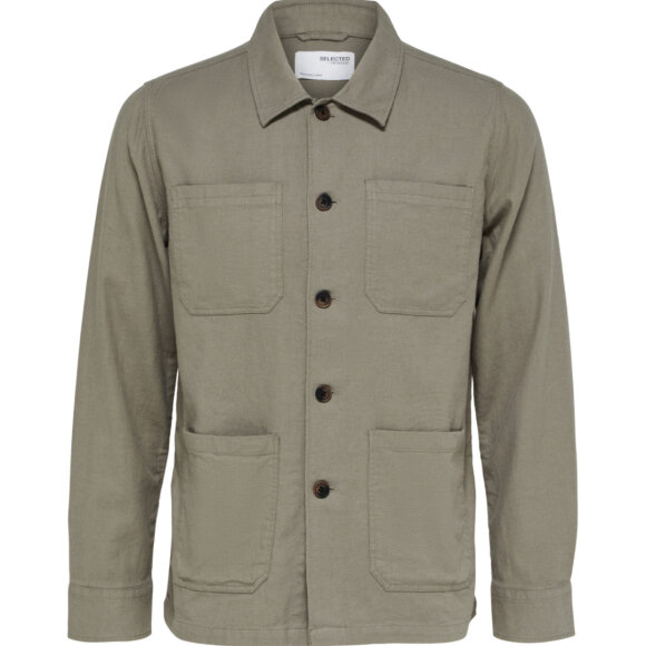 Selected Homme Brody Linen Overshirt VETIVER