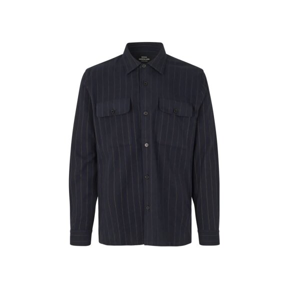 Mads Nørgaard Malte Stripe Shirt Flannel Heavy DEEP WELL/CUB