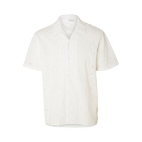 Selected Homme Relax Jax Shirt SS Broderi Bright White