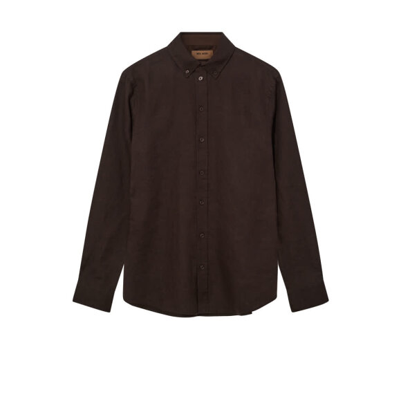 Mos Mosh Gallery Theo Linen Shirt Chocolate Brown