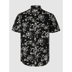 Selected Homme Reg New Linen Shirt SS Black/Floral