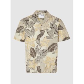 Selected Homme Reg New Linen Shirt SS Fog/leaves