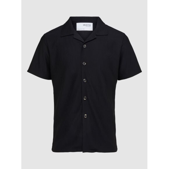 Selected Homme Loose-Plisse Resort SS Shirt Black