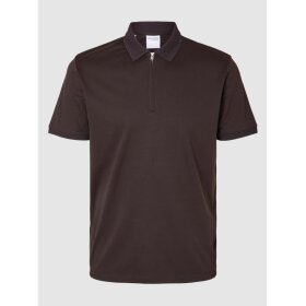 Selected Homme Fave zip ss polo Chocolate Torte