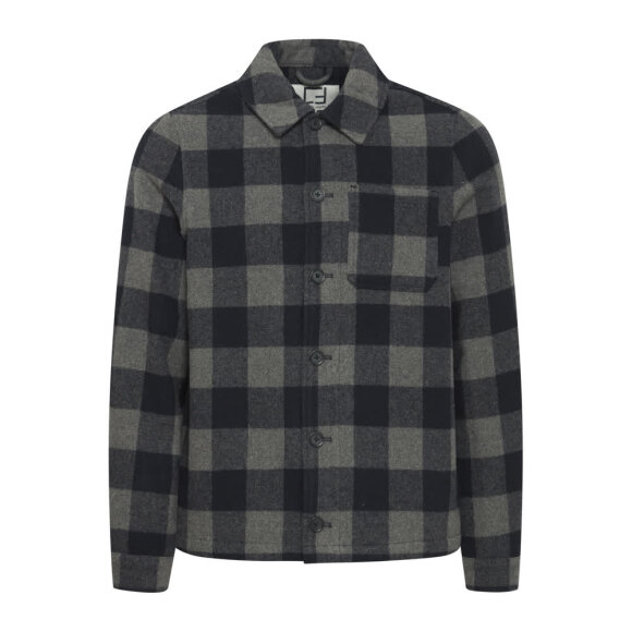 Casual Friday Jacobs Wool Mix Checked Jacket Dark Navy