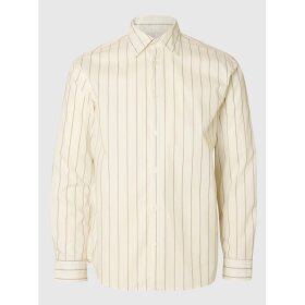 Selected Homme Reg Riley Stripe LS Shirt Egret/Stripes