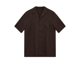 Mos Mosh Gallery Theo Linen Cuban Shirt Chocolate Chip