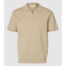 Selected Teller SS Knit Polo Oatmeal