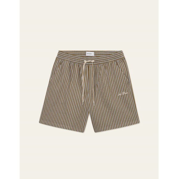 Les Deux Stan Stripe Seersucker Swimshorts Plant Green