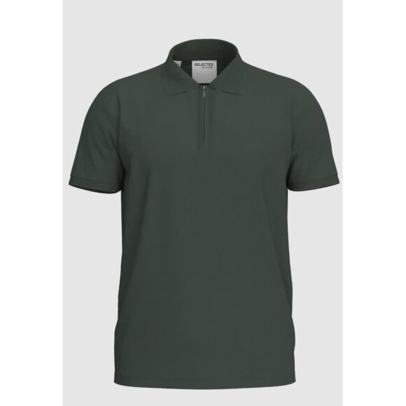 Selected Fave zip ss polo Deep Forest 