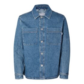 Selected Jake 3070 M B wash overshirt Blå